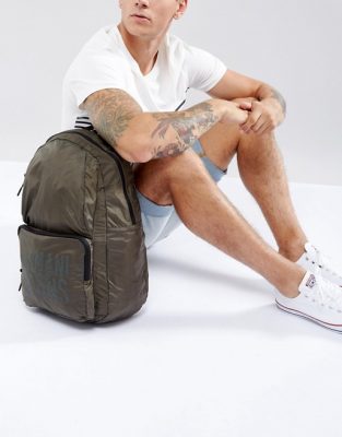 Armani Jeans Packaway Nylon Ripstop Backpack in Khaki