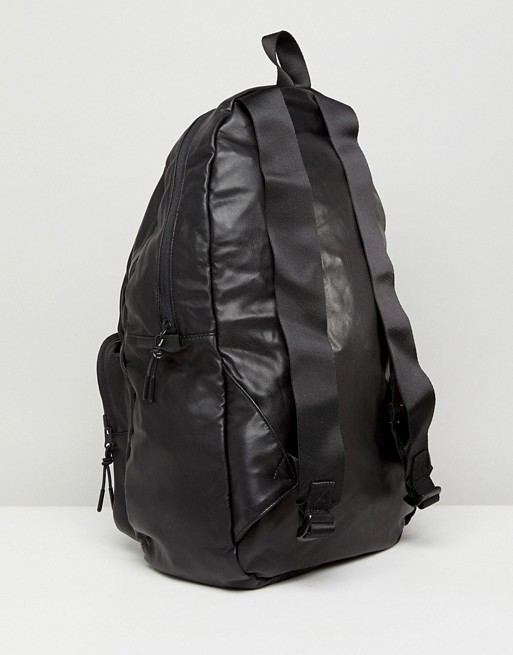 Armani Jeans Faux Leather Logo Backpack in Black
